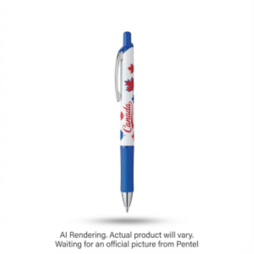 EnerGel Canadian Barrel Design 4, Liquid Gel Pen, (0.7mm) Metal Tip, Blue Ink, Barrel Design 2