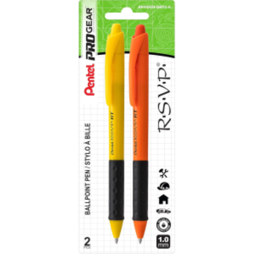 Stylo-bille rétractable R.S.V.P. Safety Colour Barrel, Encre noire, Lot de 2