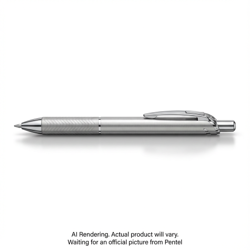 Stylo à bille gel EnerGel Alloy rétractable (0,7 mm) à pointe métallique, corps argenté, encre noire, paquet de 1 pièce