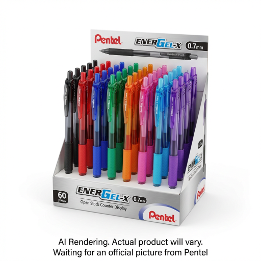 Pentel EnerGel-X, (0.7mm), Assorted Ink Colors, Open Stock Display, 60PCS