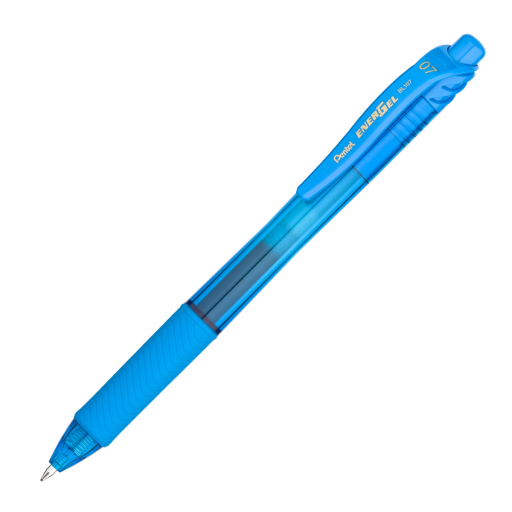 Roller Gel rétractable EnerGel-X, (0,7 mm) Pointe métal, Encre bleu ciel