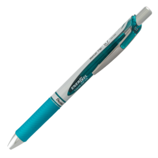 EnerGel Retractable Gel Roller, (0.7mm) Metal Tip, Turquoise Ink