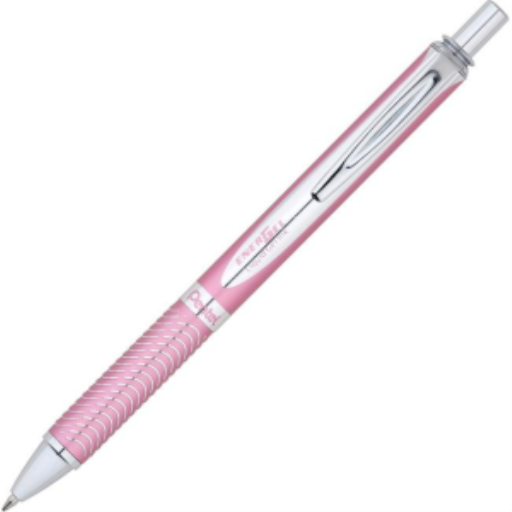 EnerGel Alloy Retractable Premium Liquid Gel Pen, (0.7mm) Metal Tip, Pink Barrel, Black Ink