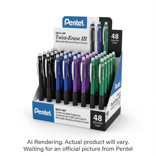 Twist Erase III Retractable Mechanical Pencil (0.5mm) Assorted Display, 48PCS