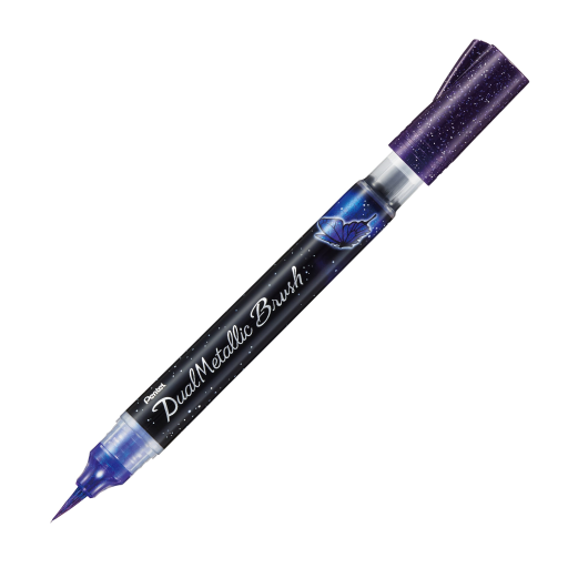 Dual Metallic Brush, Violet + Metallic Blue Ink, 1PC Pack