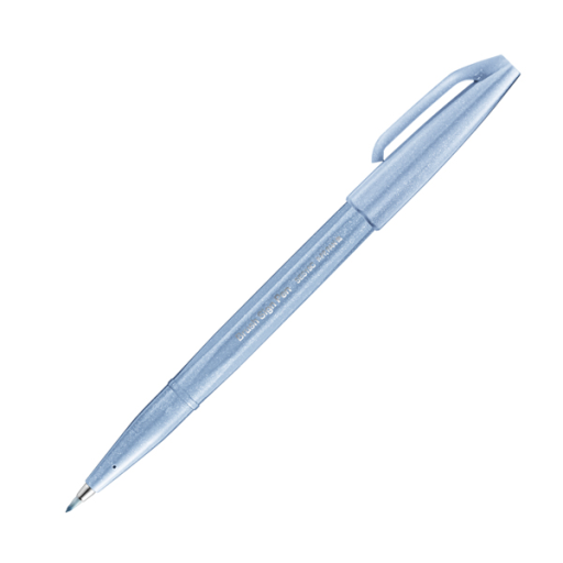 Pentel Arts Brush Sign Pen, Flexible Brush Tip, Grey Blue Ink