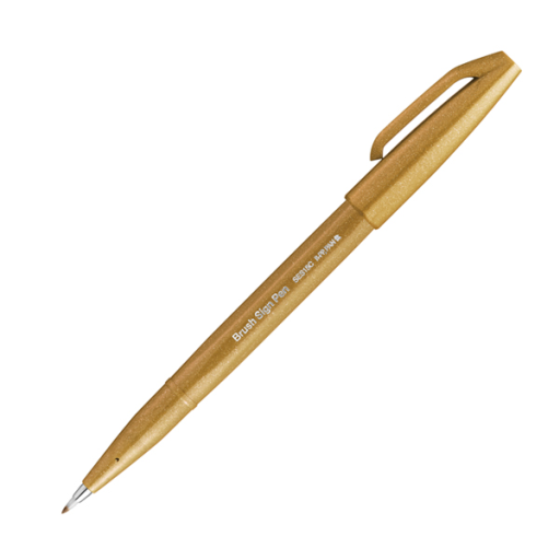 Pentel Arts Brush Sign Pen, Flexible Brush Tip, Ochre Ink