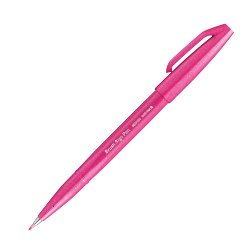 Pentel Arts Brush Sign Pen, Flexible Brush Tip, Pink Ink