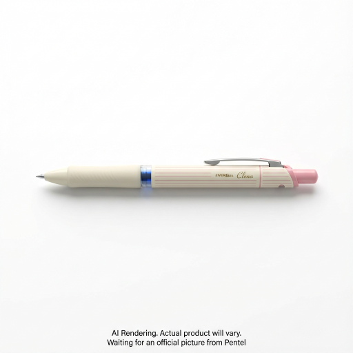 Stylo gel liquide rétractable EnerGel Clena, (0,5 mm) pointe aiguille, détails roses, encre bleue