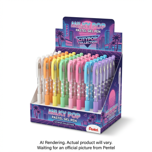 Stylo Gel Pailleté Pentel Milkypop (0,8 mm) Présentoir 4 DZ – Thème Citypop