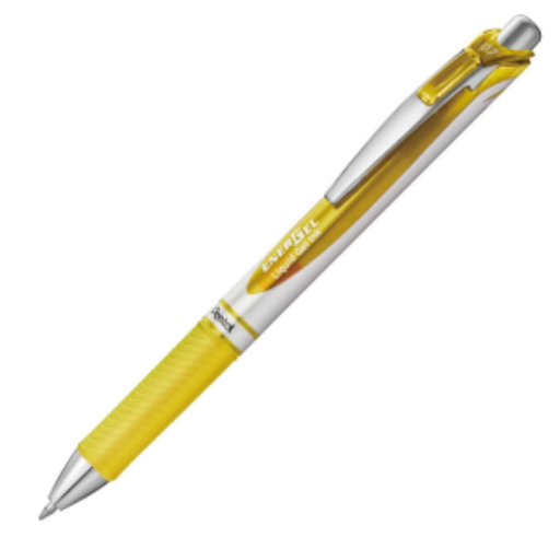 EnerGel Retractable Gel Roller, (0.7mm) Metal Tip, Yellow Ink