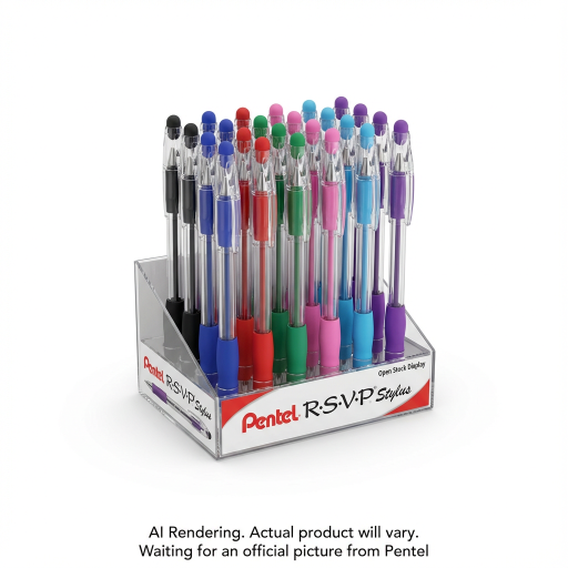 R.S.V.P. Stylus, Ballpoint Pen, (0.7mm), Assorted Ink Colors, Open Stock Display, 36PCS