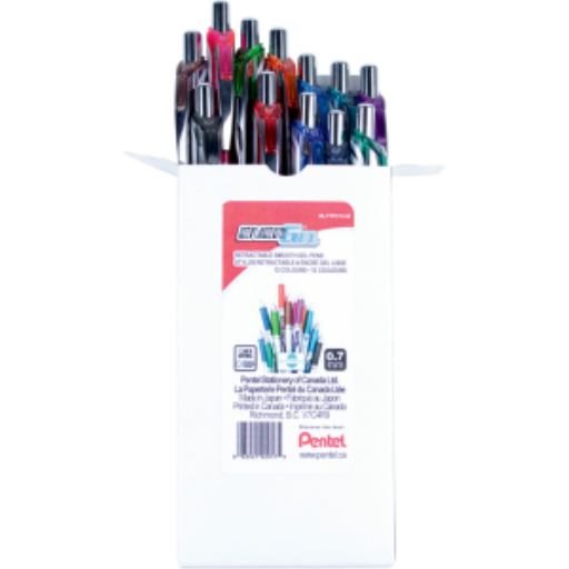 EnerGel Retractable Gel Roller, (0.7mm), Assorted Colours, 12PC Pack