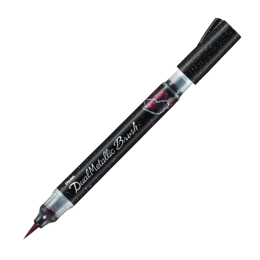 Pinceau Double Métal, Noir et Rouge Métallisé, Lot de 1 pièce