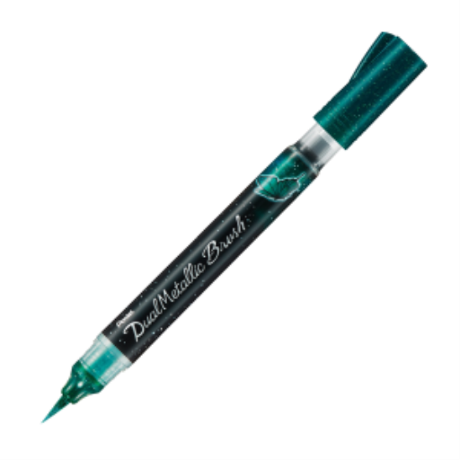 Dual Metallic Brush, Green + Metallic Blue Ink, 1PC Pack
