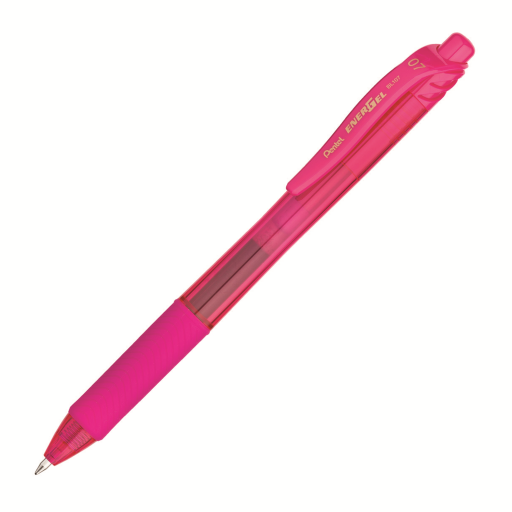 EnerGel-X Roller Gel Rétractable, Pointe Métal (0,7mm), Encre Rose