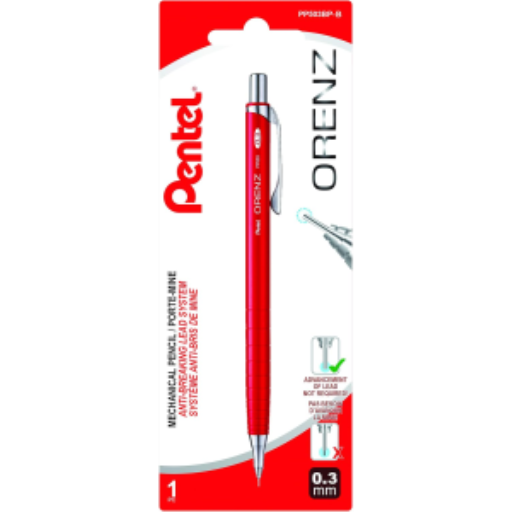 Crayon Porte-mine Rétractable Orenz (0.3mm) Lot de 1, Corps Rouge