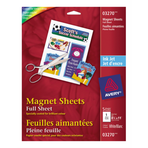 3270 FEUILLES MAGNÉTIQUES BLANCHES, 21,6 X 27,9 CM, 5 FEUILLES/ENV.