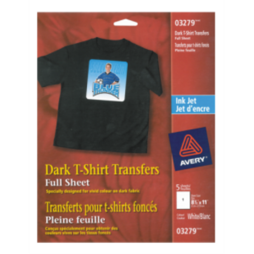 3279 FEUILLES DE TRANSFERT POUR T-SHIRT FONCÉ, 8 1/2" X 11", 5 FEUILLES/ENV