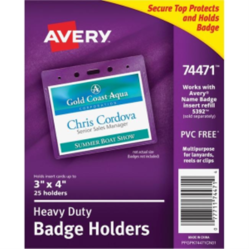 ÉTIQUETTES POUR BADGES NOMINATIFS, PORTE-BADGES, HORIZONTAL, 7,6 cm