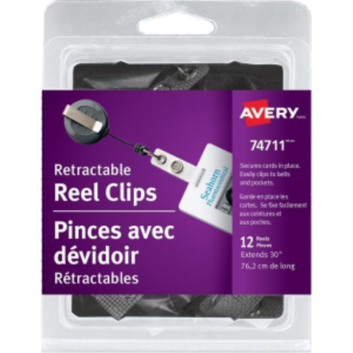 74711 ÉTIQUETTES DE BADGE, ENROULEURS RÉTRACTABLES, 76,2 CM, PAQ DE 12