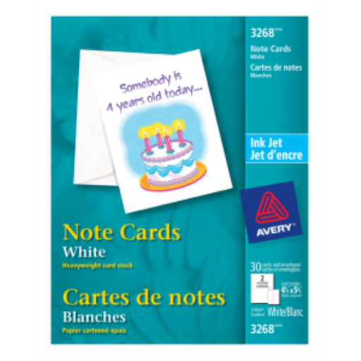 3268 FICHE, 4 1/4" X 5 1/2", BLANC, 15 FEUILLES/BOÎTE, 30 CA