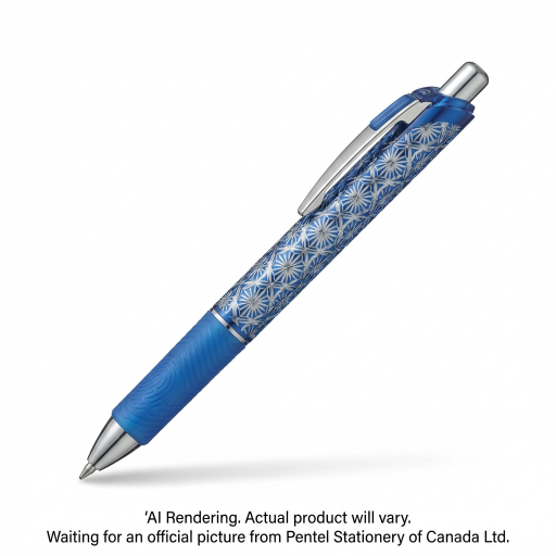 Pentel EnerGel Édition Limitée Edo-Kiriko n°5 (0,5 mm) Pointe Métal, Encre Bleue