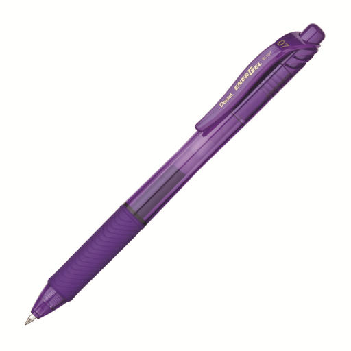 Stylo Roller Gel Rétractable EnerGel-X, Pointe Métal (0,7 mm), Encre Violette