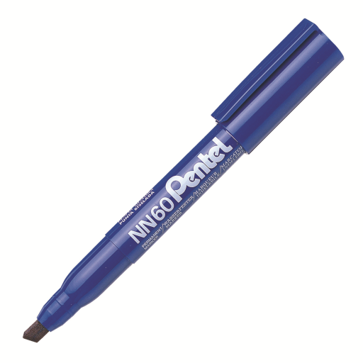 Marqueur permanent Green Label (3,9/5,8 mm), pointe biseautée, encre bleue