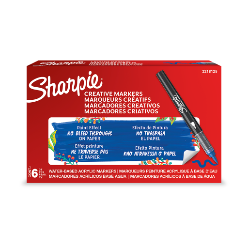 Sharpie Creative Marker, Water-Based Acrylic Marker, Brush Tip, Blue, 1 Unit