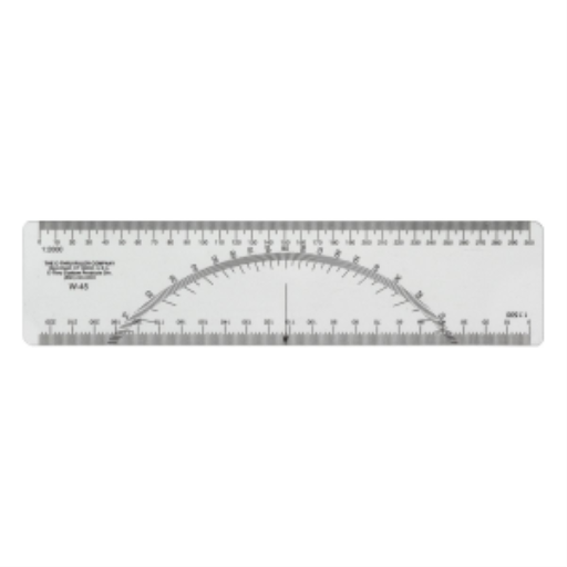 Metric Protractor Ruler with 1:1500, 15cm/6”
Règle rapporteur métrique avec échelles à 1:1500,15cm/6 po