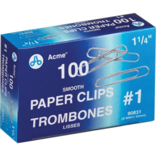 Trombones nickelés 1-1/4 po (33 mm) fini lisse - 100 par boîte