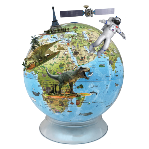 Globe terrestre enfant Jour/Nuit 30 cm Diamètre Océan bleu Globe de bureau lumineux (Anglais)