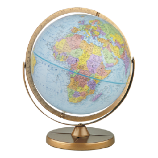 Globe de bureau Replogle Pioneer 30 cm de diamètre, océan bleu, avec support en métal et méridien complet