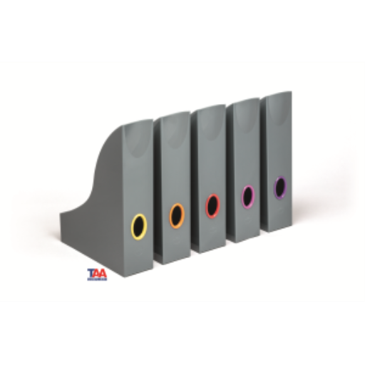DURABLE VARICOLOR Magazine File Holder, Color Coded Organizer, GRAY/MULTICOLOR - 5 PK