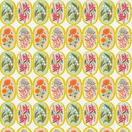 Paintbrush Studio - Flower Medallions White/Green 118in Wide Back