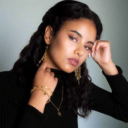 Star On Star Chain Necklace In Gold Plate
