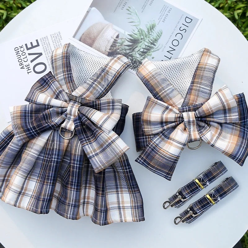 Bella Bow Dog Dress Harness and Leash Set | Dog Walking Set