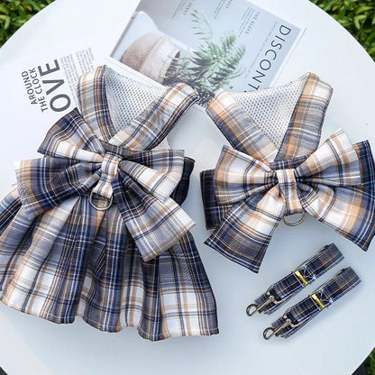 Bella Bow Dog Dress Harness and Leash Set | Dog Walking Set
