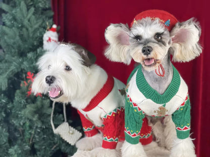 Gingerbread Christmas Dog Sweater – Holiday Knit Winter Outfit for Dogs