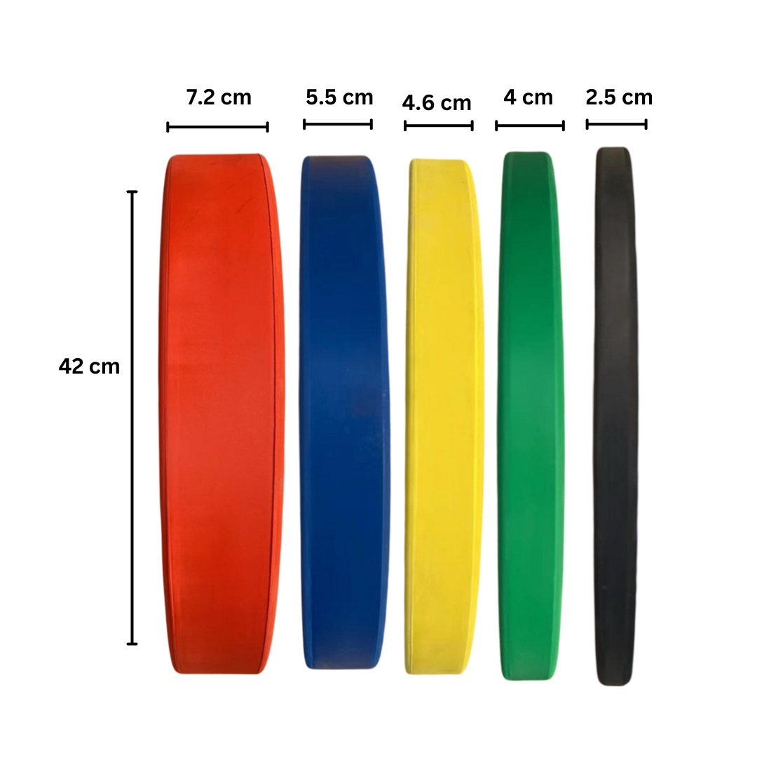 Plaques de pare-chocs HAJEX Olympic Competition Steel Hub colorées - 15, 25, 35, 45, 55 LB