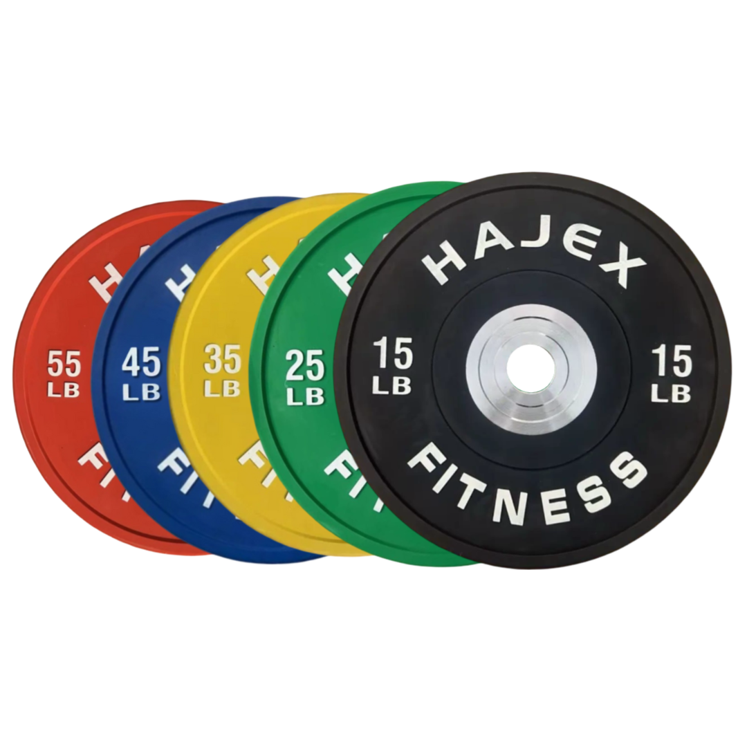 Plaques de pare-chocs HAJEX Olympic Competition Steel Hub colorées - 15, 25, 35, 45, 55 LB