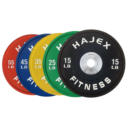 Plaques de pare-chocs HAJEX Olympic Competition Steel Hub colorées - 15, 25, 35, 45, 55 LB