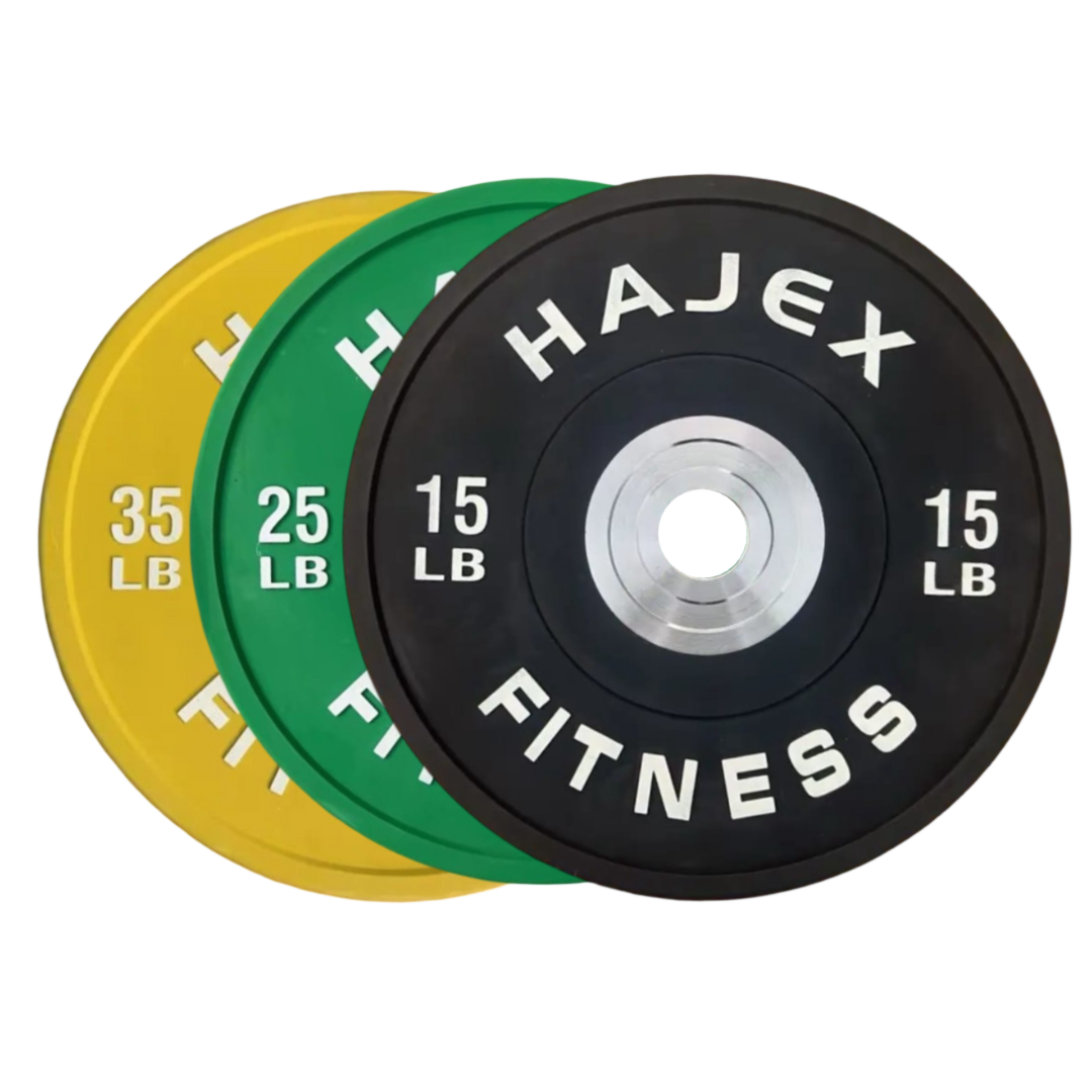Plaques de pare-chocs HAJEX Olympic Competition Steel Hub colorées - 15, 25, 35, 45, 55 LB