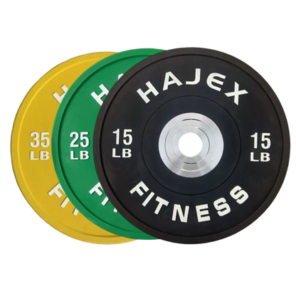 Plaques de pare-chocs HAJEX Olympic Competition Steel Hub colorées - 15, 25, 35, 45, 55 LB