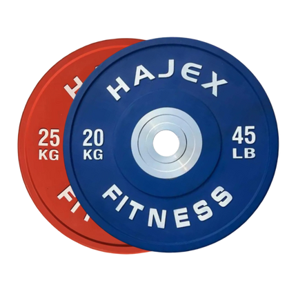 Plaques de pare-chocs HAJEX Olympic Competition Steel Hub colorées - 15, 25, 35, 45, 55 LB