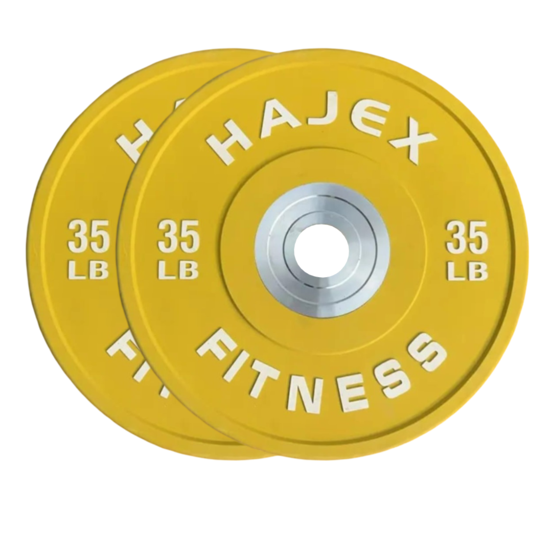 Plaques de pare-chocs HAJEX Olympic Competition Steel Hub colorées - 15, 25, 35, 45, 55 LB