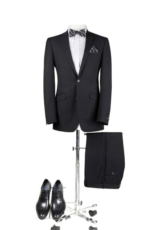BUILD YOUR PACKAGE: Black Suit (Package Includes 2 Pc Suit, Shirt, Necktie or Bow Tie)