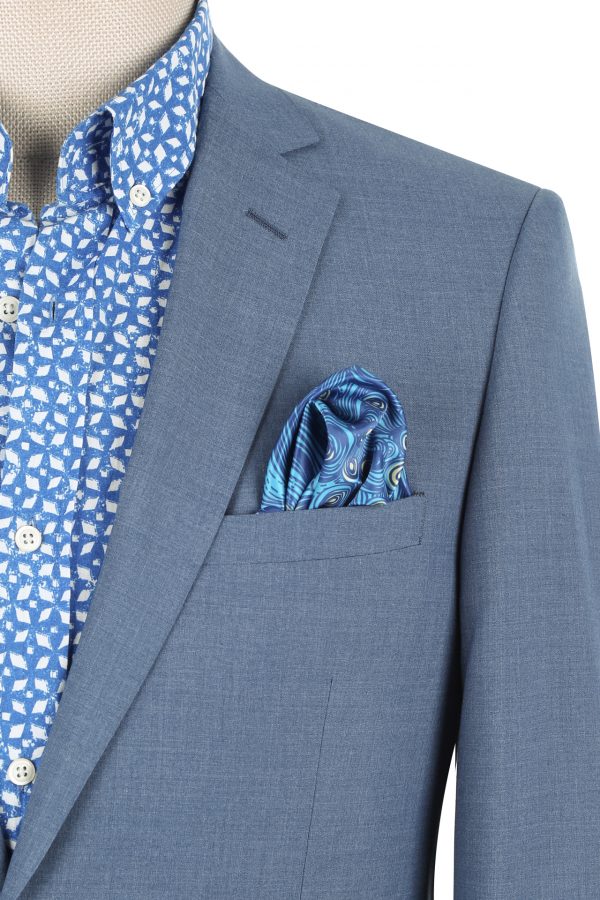 BUILD YOUR PACKAGE: Light Blue Slim Fit Suit (Package Includes 2 Pc Suit, Shirt, Necktie or Bow Tie, Matching Pocket Square, & Shoes)