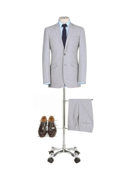 BUILD YOUR PACKAGE: Light Grey Slim Fit Suit (Package Includes 2 Pc Suit, Shirt, Necktie or Bow Tie, Matching Pocket Square, & Shoes)